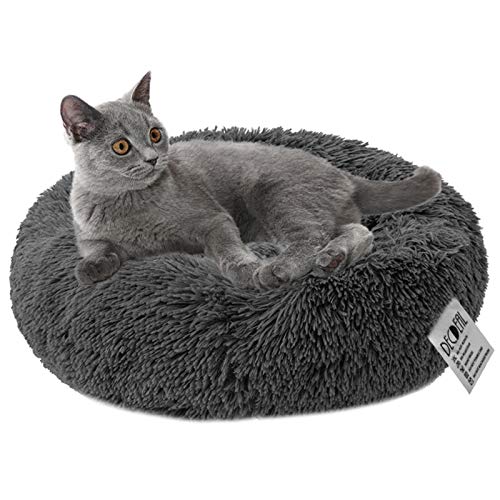 Decdeal Cama de Gato Donut Cama de Mascotas Perros Redonda Cómodo Suave Corto Nido de Donut con una Bola de Sisal para Animales Domésticos Cachorros para Dormir Descansar Invierno