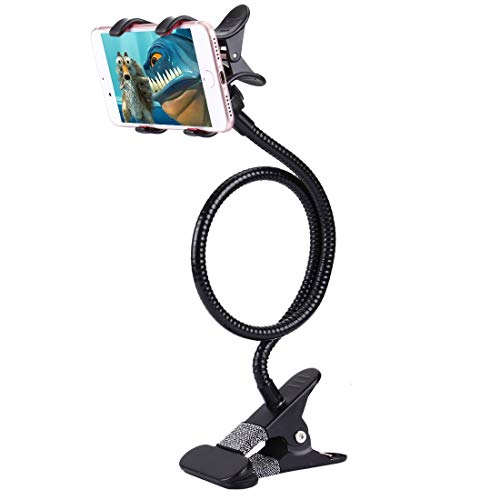 DFV mobile - Flexible Metal Long Arm Lazy Bracket Holder with Phone Clamp & Desk Clip. Multi-Function: Desktop, Bed Headboard, Car, Sofa. for Tecno Camon i Ace2 (2019) - Black