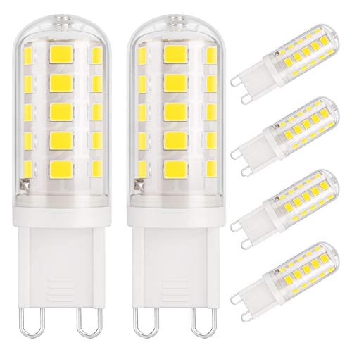 DiCUNO G9 3W LED Bombilla, 430LM, Eequivalente 40W halógeno, Blanco frío 6000K, 220-240V, CRI> 85, No regulable, Ahorro de energía, Base de cerámica, Base estándar G9, 6 piezas