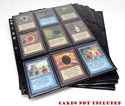 docsmagic.de 50 18-Pocket Pages Black - Toploading Standard Size - MTG - Pokemon - 11-Hole