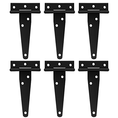 DOITOOL 6 piezas Bisagras en T Negro Bisagras para puertas bisagras de acero inoxidable para el mueble de para el hogar Gabinete la puerta del armario (4 pulgadas)