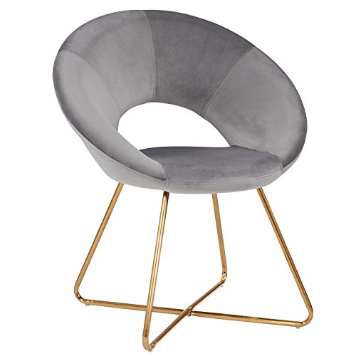 Duhome Silla de Comedor diseño Retro con Brazos Silla tapizada Vintage sillón con Patas de Metallo 439D, Color:Gris, Material:Terciopelo