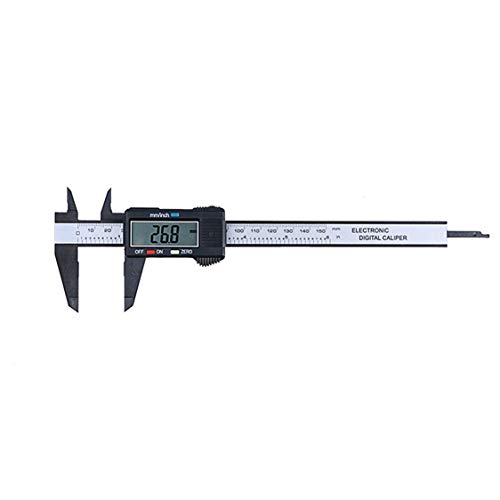 Dynamovolition Compuestos de fibra de carbono Calibrador digital LCD Calibrador de 0-150 mm Herramienta de medición de micrómetro Regla de calibrador con conversión de pulgadas a MM