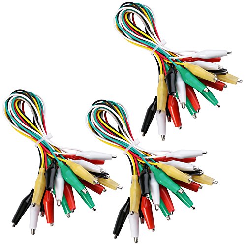 ELEGOO 30pcs Alligator Clip Wire Test Leads Set con Pinzas de Cocodrilo Cable de Puente de Doble Final de 50cm para Arduino