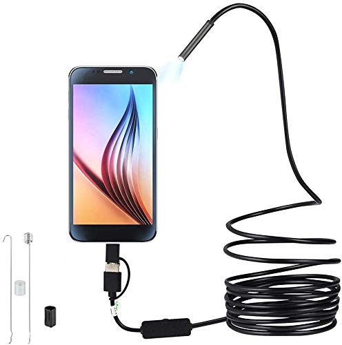 Endoscope 3 en 1 USB/Micro USB/Type-C Industriales HD Boroscopio Cámara de Inspección 6 LED con Impermeable IP67 para Android/Windows/Macbook OS Computadora (1m)