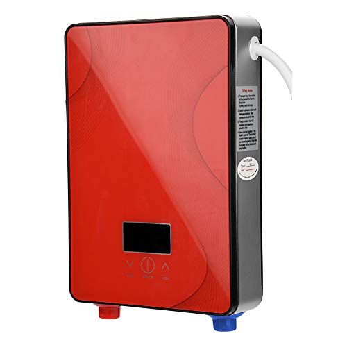 Fdit Socialme-EU 8500W / 6500W / 3000W Mini Calentador de Agua Eléctrico Instantáneo Sin Tanque 220V Temperatura de Agua de Salida Ajustable para Uso Baño Cocina(EU) (Rojo 6500W)