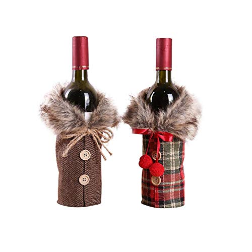 Feliz Navidad Adornos de Navidad Mini Regalo Botella de Vino Escudo del Enrejado de la Cubierta Cena para Decoraciones de Mesa Inicio Dinner Party