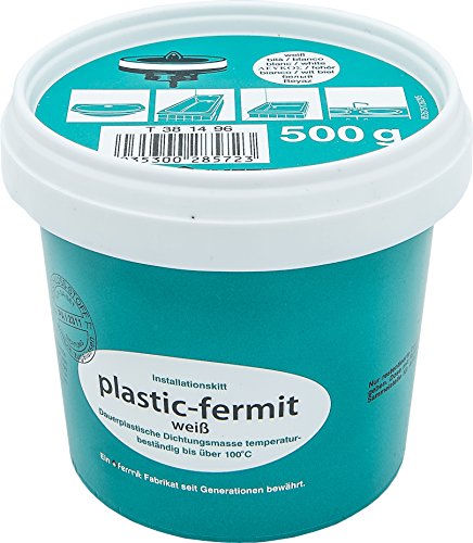 Fermit – Bote de pasta color blanco, útil plástica para juntas (Masa, resistente a más de 100 °C (500g lata)