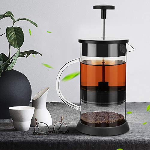 French Press Cafetera de Cristal con Filtro a presión, Sistema French Press, para café, Tetera, cafetera, 8 Tazas, 1 L