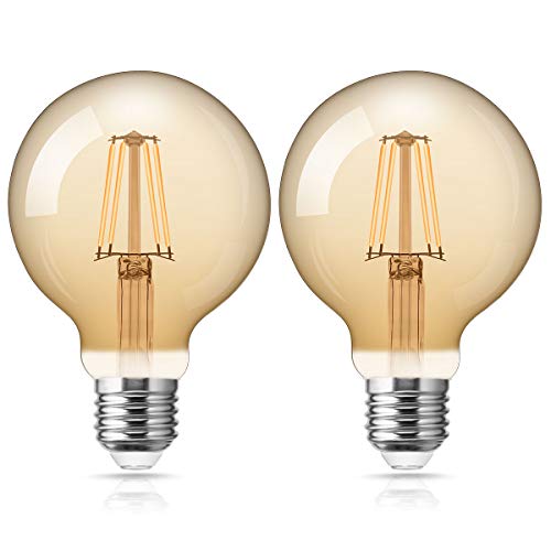 Fulighture Edison Vintage Bombilla, E27 LED Filamento Lámpara, 4W Equivalente a 40W, 400lm, Blanco Cálido 2700K, Bombilla Vintage ideal para nostalgia y retro iluminación, no regulable, 2 unidades