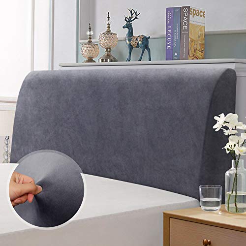 Funda de Cabecera de Cama, Funda de protección de cabecera elástica, protección elástica de Color sólido de diseño Todo Incluido, Gris 200-220 cm