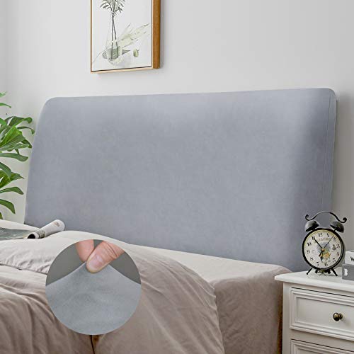 Funda para Cabecero, Protector de Funda de Cabecera de Cama, Tejido de Terciopelo Suave, Funda Protectora para cabecero de Cama (Gris Claro, Longitud de la cabecera：150cm-170cm)