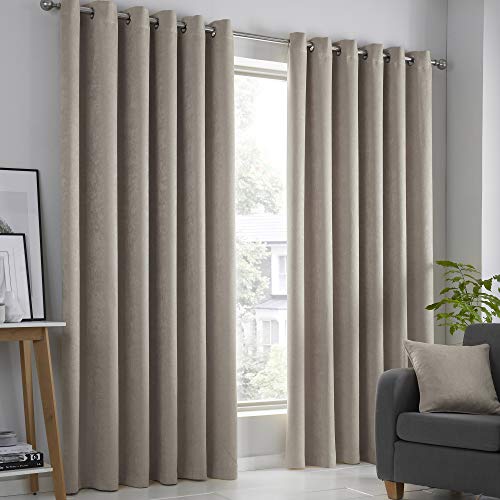 Fusion - Strata – Par de Cortinas con Ojales – 229 cm de Ancho x 229 cm de caída (229 x 229 cm) en Color Natural