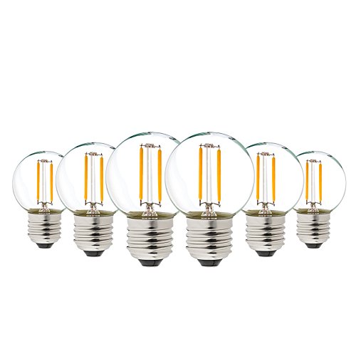 G40 LED Filamento Mini Globo Cadena Bombilla AC/DC 12-24V Bombilla Edison de bajo voltaje 1W E27 Base de tornillo Blanco cálido 2700K 10W Reemplazo para decoración, no regulable, paquete de 6