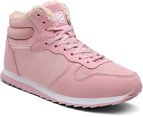 Gaatpot Zapatos Invierno Botas Forradas de Nieve Zapatillas Sneaker Botines Planas para Hombres Adulto Unisex Rosa EU 39.5 / CN 41