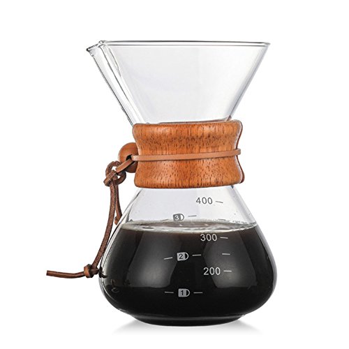 Gaeruite Pour Over Coffee Maker - Calentador manual clásico para filtros de papel - 400 ml vaso de cristal de borosilicato para cafetera con embalaje de dibujos animados