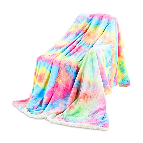 Galatée Colores Moda única Manta Para Sofás Diseño Iridiscente,Manta para Cama Microfibra Piel Artificial Suave Cálida,Manta invierno Adecuada Para Sofá Cama Decora tu vida Arcoiris oscuro 160*200cm