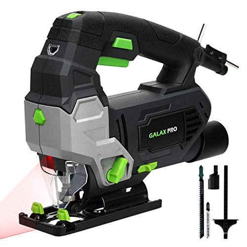 GALAX PRO Sierra de Calar, 800W 3000 RPM,6 Velocidades Ajustables,Cortes Biselados a -45°a 45°, 4 Formas Orbitales, Guía Láser, Capacidad de Corte: Madera 100mm, Metal 10mm