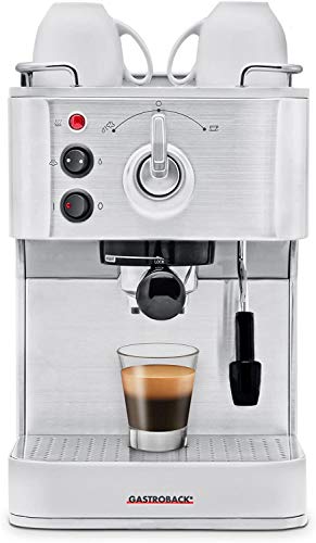 Gastroback 42606 Cafetera Espresso Puls, 1250 W, 1 Liter, 0 Decibeles, Acero inoxidable, Plata