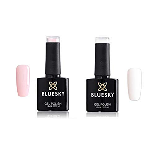 Gel Bluesky polaco Kit de manicura francesa, Estudio Blanco/Claramente Rosa