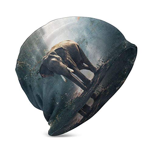 Gorro de Punto Negro para bebé, diseño de Elefante de Bosque Natural, Gorros Suaves y cálidos para niños, niñas de 3 a 10 años