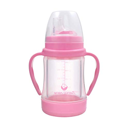 Green Sprouts Brotes Verdes 124900-200-26 Botella Sip 'n de cristal de paja con paja, a partir de 6 meses, Rosa