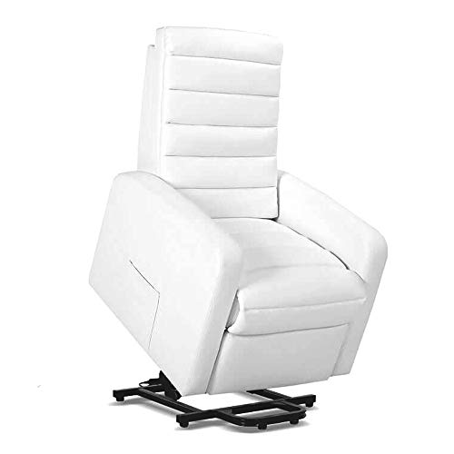 gridinlux. Sillón Relax Edición Lujo Levanta Personas Blanco. Elevación Automática con Mando, 8 Motores, 4 Zonas de Masaje,Calor Lumbar, 5 Modos, Fácil de Limpiar