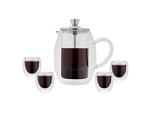 Grunwerg - Cafetera en Caja de Regalo, 300 ml, Color Plateado y Negro