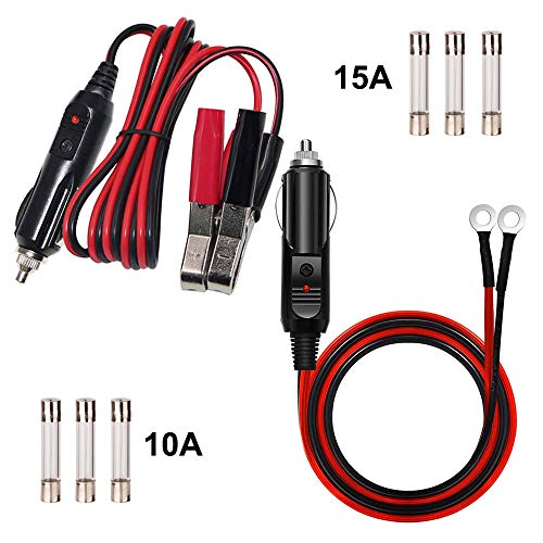 GTIWUNG Pinza de cocodrilo para Encendedor de Cigarrillos, Cable Conector Macho para Mechero de Coche de 12 V-24 V a Cable de Conexión para Terminales de Ojal, 16AWG Macho Enchufe Mechero Adaptador