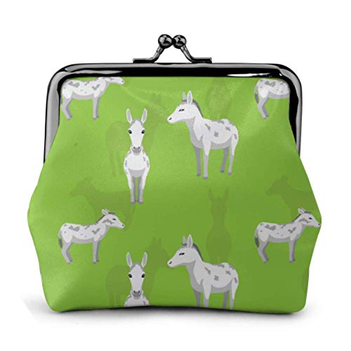 HJHJJ Monedero burro andaluz papel pintado hebilla cuero monedero bolsa llavero para cartera beso-cerradura cambiar monedero carteras