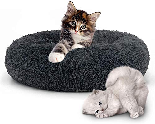 HyAdierTech Cama Gato Cama Perro Extra Suave Cómodo Lindo, Cojín de Gato Lavable de la Cama, Cómodo Suave y Cálida Cama para Mascotas Gatos y Perros Pequeños, 50cm, Gris Oscuro