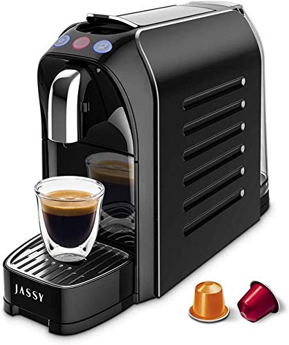 JASSY Cafetera de Cápsulas, Compatible con Cápsulas Originales Nespresso, Máquina de Café Espresso a Presión de 19 Bares con Placas Laterales Reemplazables, Negro (JS200)