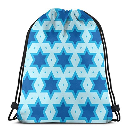 Jhonangel Blue Star Dot Pattern Mochila con cordón Mochila Bolsa de Sacos Sports Athletic Gym Sack Hombres Mujeres Niños 36 x 43 cm / 14.2 x 16.9 Pulgadas