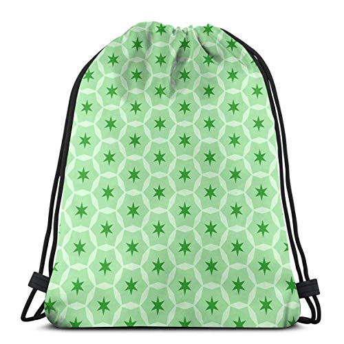 Jhonangel Green Star Circle Pattern Mochila con cordón Mochila Bolsa de Sacos Sports Athletic Gym Sack Hombres Mujeres Niños 36 x 43 cm / 14.2 x 16.9 Pulgadas