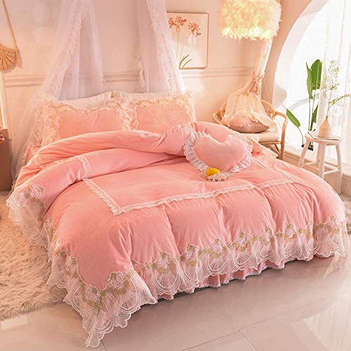 juego de funda de edredón cama matrimonio-Invierno de doble cara de lana calidez de cristal grueso terciopelo franela funda nórdica cama individual funda de almohada individual regalo-C_Cama de 1,5 m