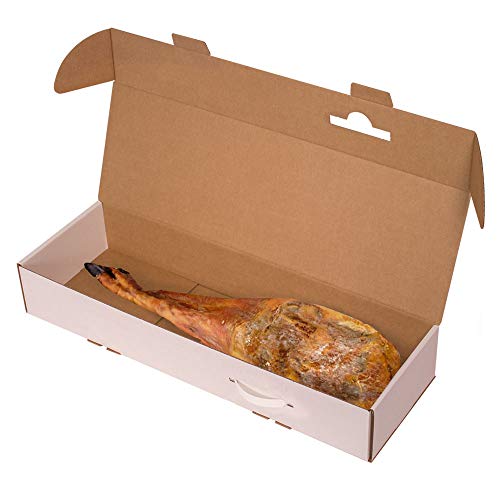 KARTOX | Caja para Jamon |Caja de cartón para Paleta de jamón |Color Blanco | 80x25,5x13 | 2 Unidades