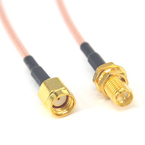 Kaunosta RG316 - Cable de antena FPV (macho RP-SMA a hembra RP-SMA RF Caox, cable coaxial sin pérdidas, 15 cm, chapado en oro, 2 unidades)