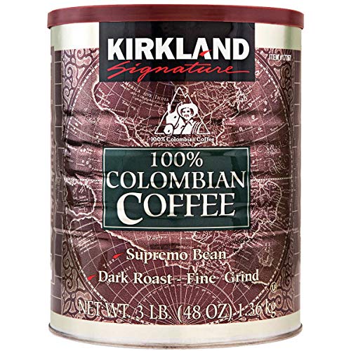 Kirkland Signature 100% Colombian Filter Coffee Supremo Bean Dark Roast Fine Grind 1.36kg