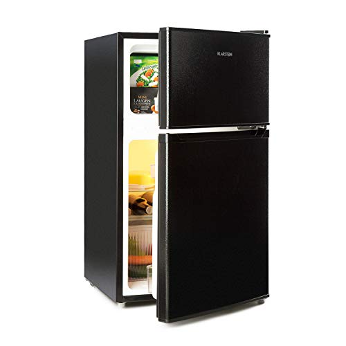 Klarstein Big Daddy Cool – combinación nevera-congelador, Congelador encima, silencioso, eficiencia energética de clase A, 61 L de capacidad, nevera de 35 L, congelador de 26 L, negro