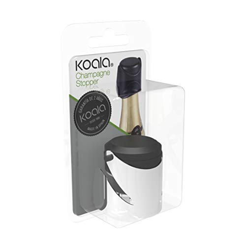 Koala Internacional Hosteleria Tapón hermético Botellas, Acero INOX, Negro, Talla Única