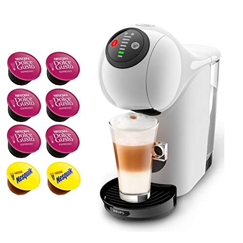 Krups Dolce Gusto GENIO S - Cafetera automática para café expreso y otras bebidas calientes y frías + regalo de 8 cápsulas (YY4446FD - Blanco)