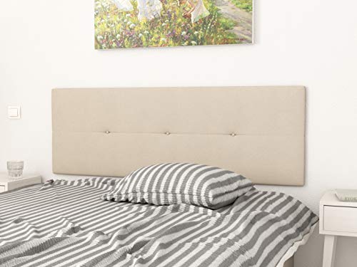 LA WEB DEL COLCHON Cabecero de Cama tapizado Acolchado Camile 160 x 55 cms Apto para Camas de 140, 150 y 160 Textil Poliester Beige Incluye herrajes para Colgar con regulador de Altura