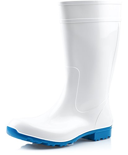 Ladeheid Botas de Agua Antideslizantes en PVC Mujer LA-967 (Blanco/Azul, 42 EU)