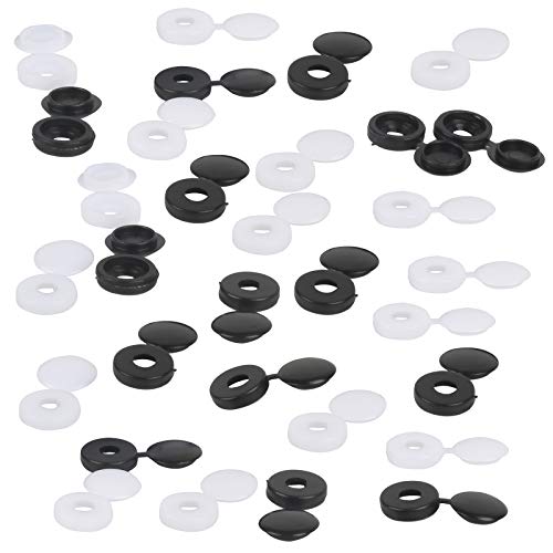 LAITER 100 Tapas con bisagras Cubierta Tornillos de plástico ABS Clips de almacenamiento blancos Campana de tornillo plegable Plástico con bisagras para automóvil Tapa negra Cubierta