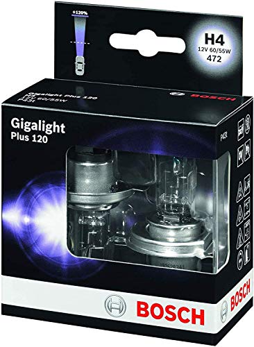 Lámpara Bosch para faros: Plus 120 Gigalight H4 12V 60/55W P43t (Lámpara x2)