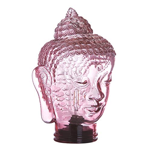 Lámpara de mesa led de cristal con forma de buda a pilas exótica rosa, de ø 19x30 cm - LOLAhome
