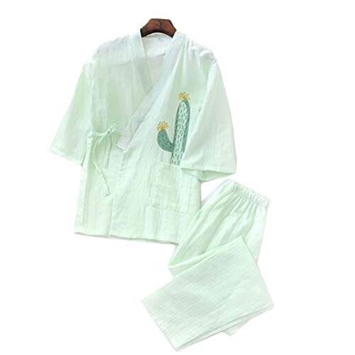 Las mujeres del estilo japonés adelgazan el pijama del algodón del albornoz Kimono Home Costume Suit, Y04