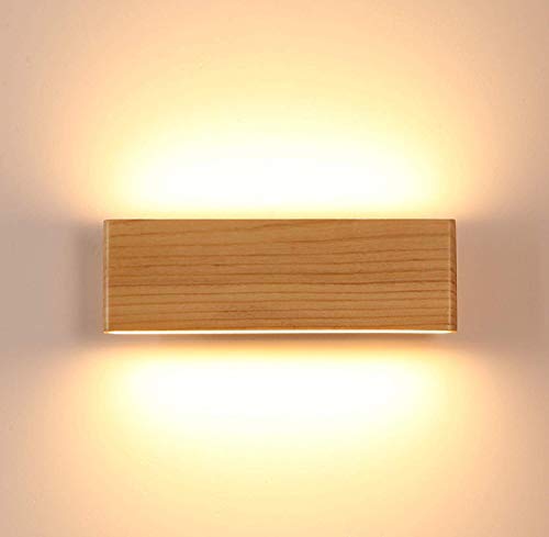 LED Lámparas de pared,Aplique de Pared industrial Vintage Interior Lámpara Pared Madera,Dormitorio, Cocina, Restaurante, Café, Pasillo(22CM)