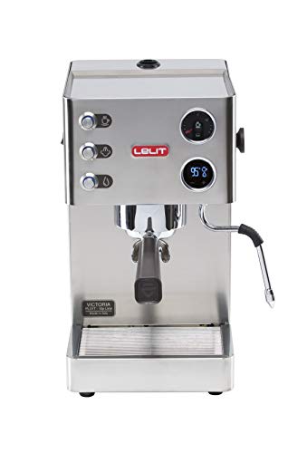 Lelit PL91T Victoria, Máquina de Espresso Semiprofesional - Pantalla Gráfica LCD - Sistema de Gestión Electrónica LCC, 1200 W, 2.5 litros, Stainless Steel