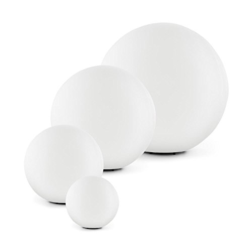 Lightcraft Shineball S-XL Juego de lámparas Esfera Decoracion Jardin Bola iluminacion Nocturna Exteriores (4 Unidades luz de Diferentes tamaños, Incluye fijacionees para el Suelo, Blanco)